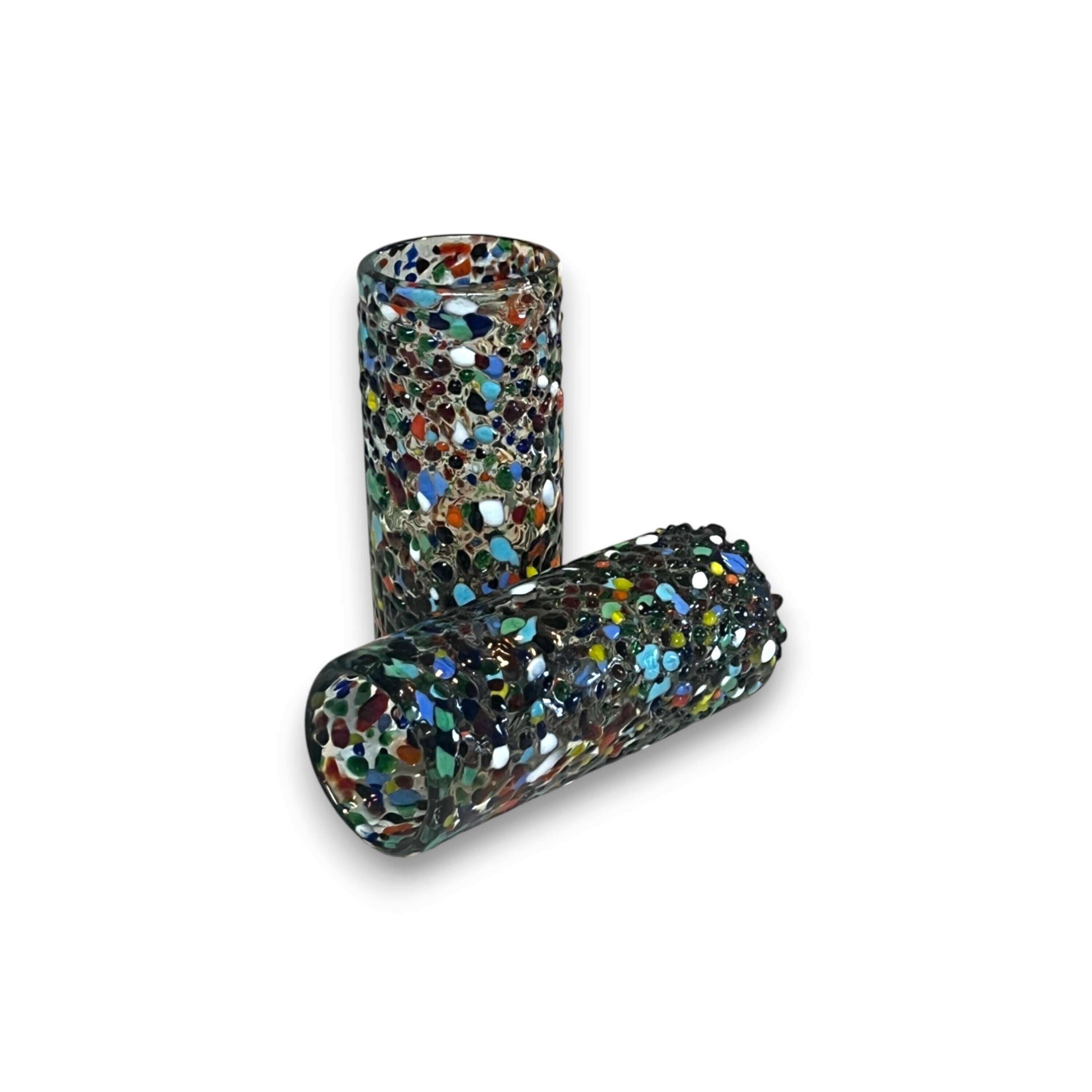 Hand Blown Double Shot Glass | Mexican Confetti Glassware