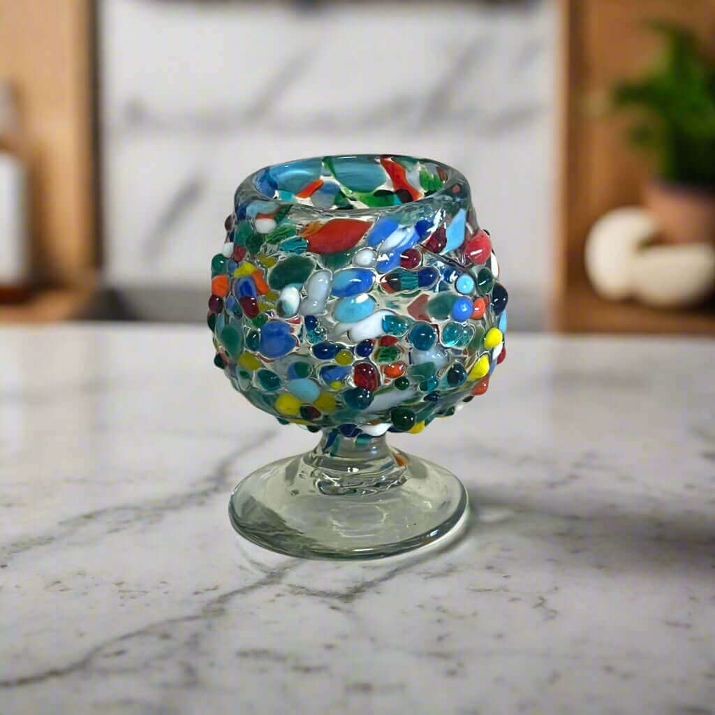 Confetti Rock Shot Glass | Handcrafted Mexican Cognac-Style Glass