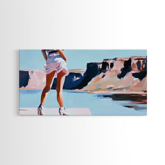 Desert Hike, Canyon View, Travel Photography Art, Adventure Aesthetic, Wanderlust Inspired Decor, Modern Boho Style, Framed Canvas Print