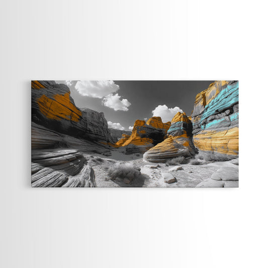 Painted Cliffs, Striped Rocks, Desert Majesty, Canyon Colors, Canvas Print, Southwest Wall Art, Nature Photography, Boho Living Room