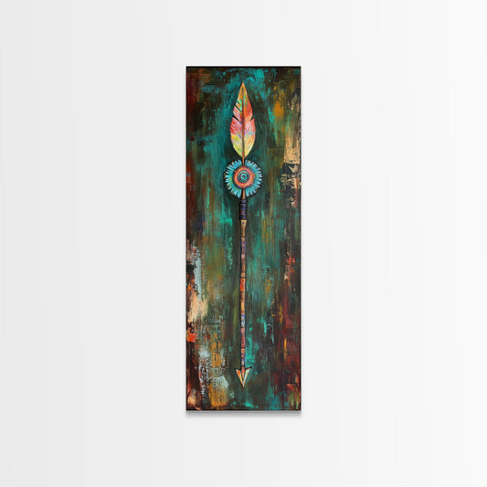 Tribal Arrow Art Canvas Print Southwest Wall Art Boho Decor Tall Narrow Art Rustic Wall Art Above Bed Wall Art