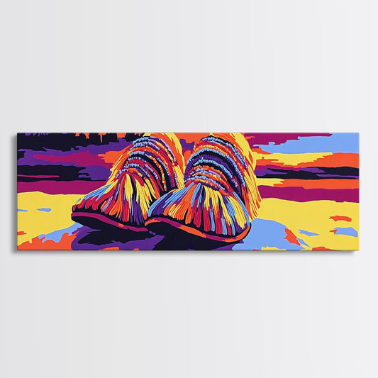 Beaded Moccasins, southwest wall art, colorful painting, boho art, vintage western art, rustic decor, framed canvas print, extra wide art