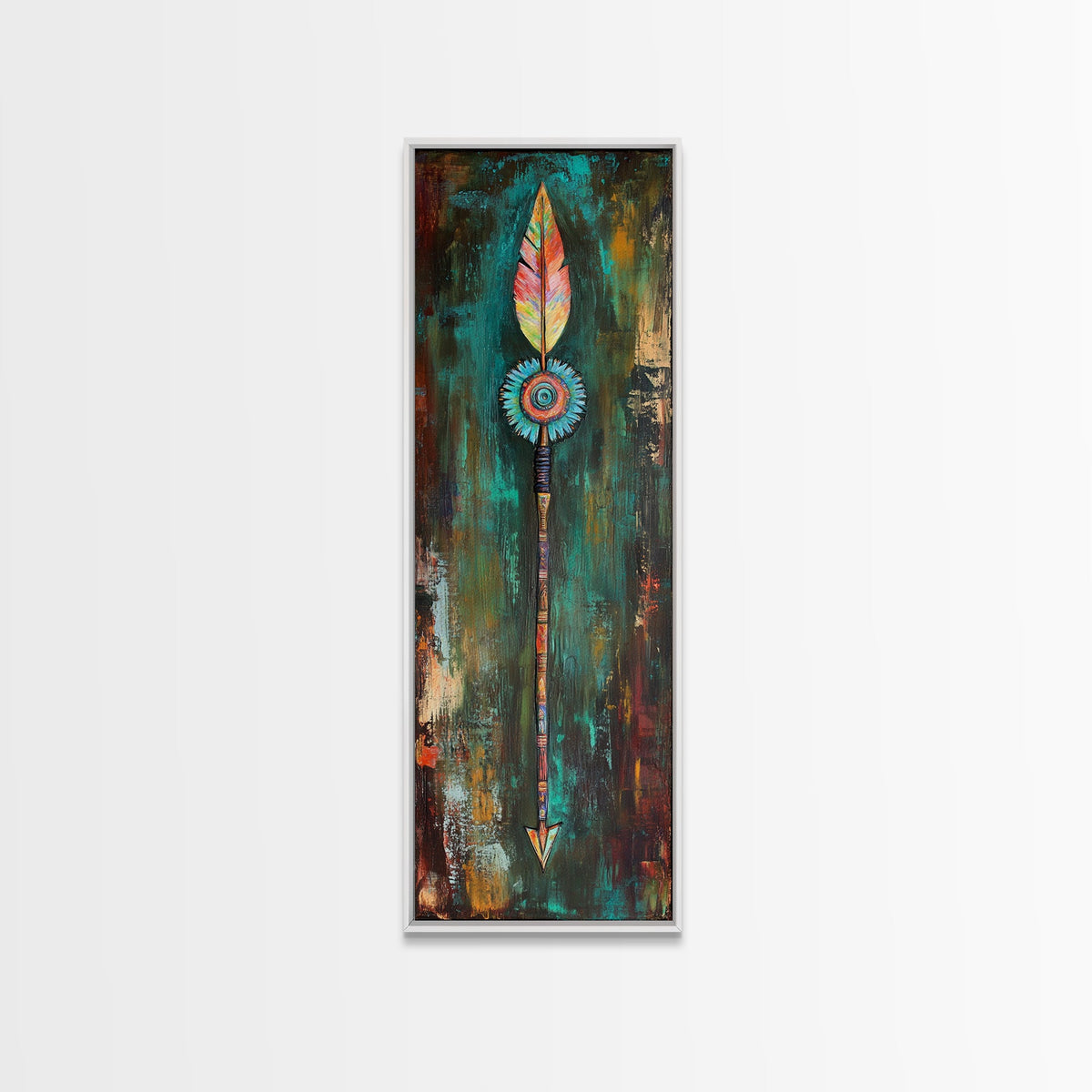 Tribal Arrow Art Canvas Print Southwest Wall Art Boho Decor Tall Narrow Art Rustic Wall Art Above Bed Wall Art