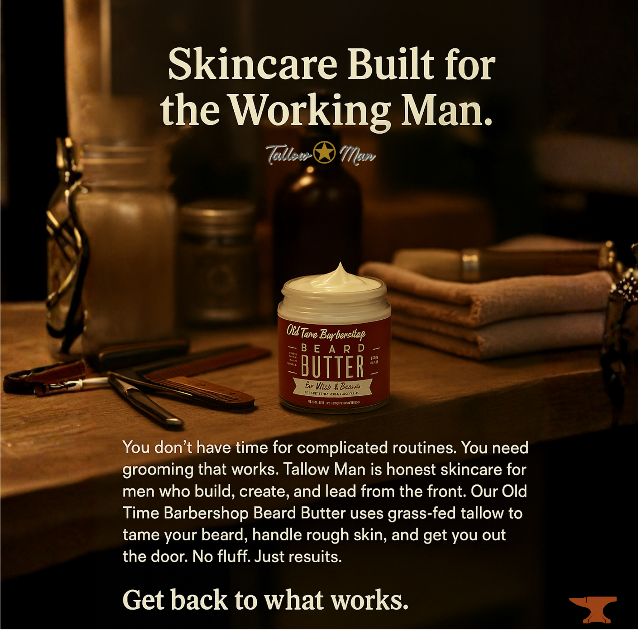 Tallow Man Bay Rum Beard + Body Butter | Men's Grooming | Grass-Fed Tallow | 9oz