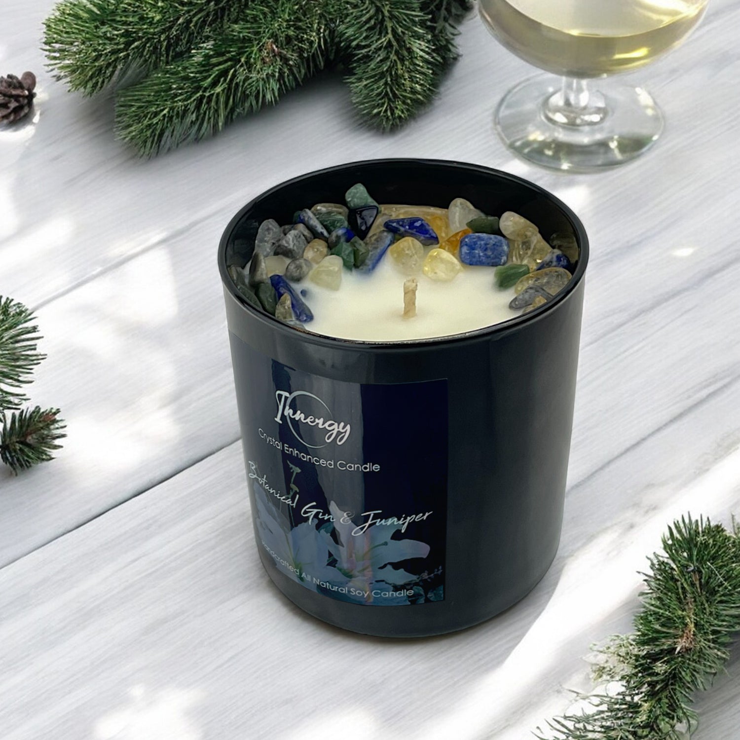 Botanical Gin & Juniper Crystal Candle, 10oz