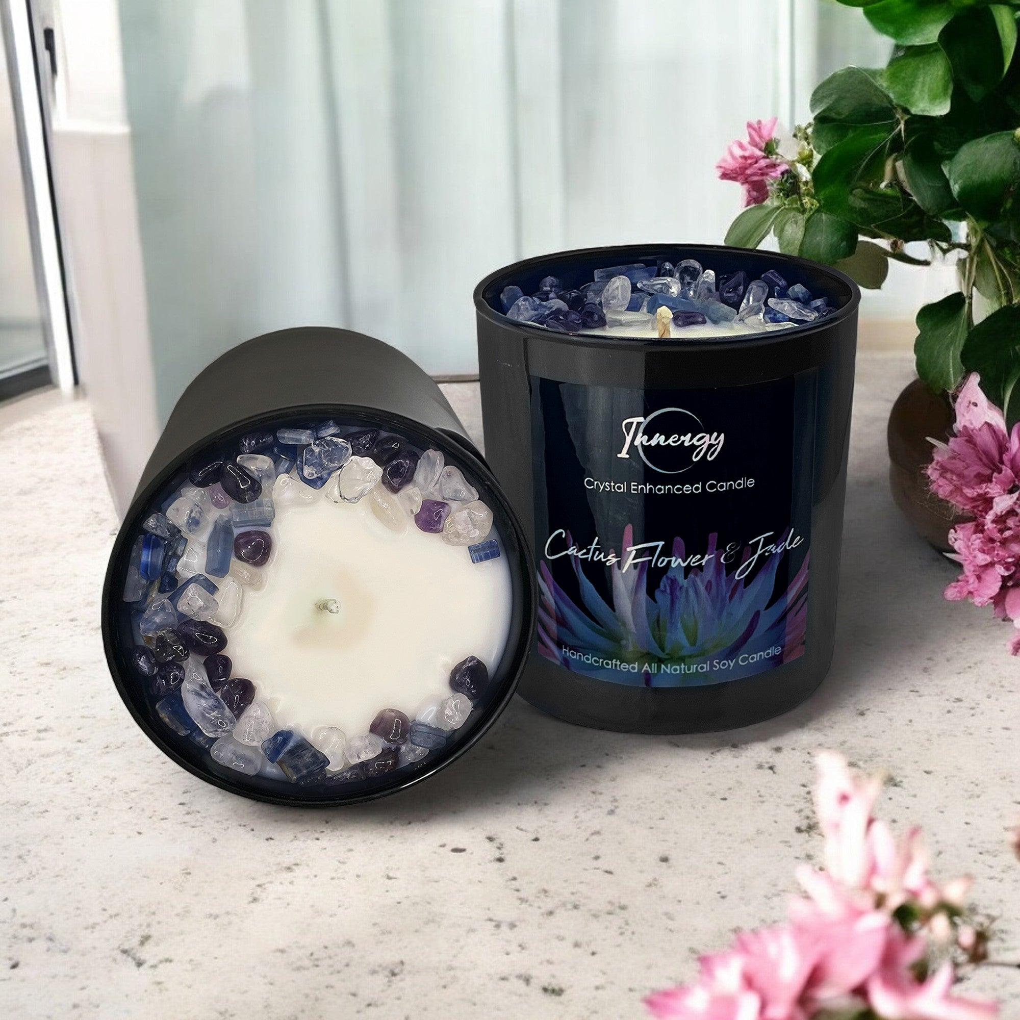 Cactus Flower and Jade Crystal Candle, 10oz