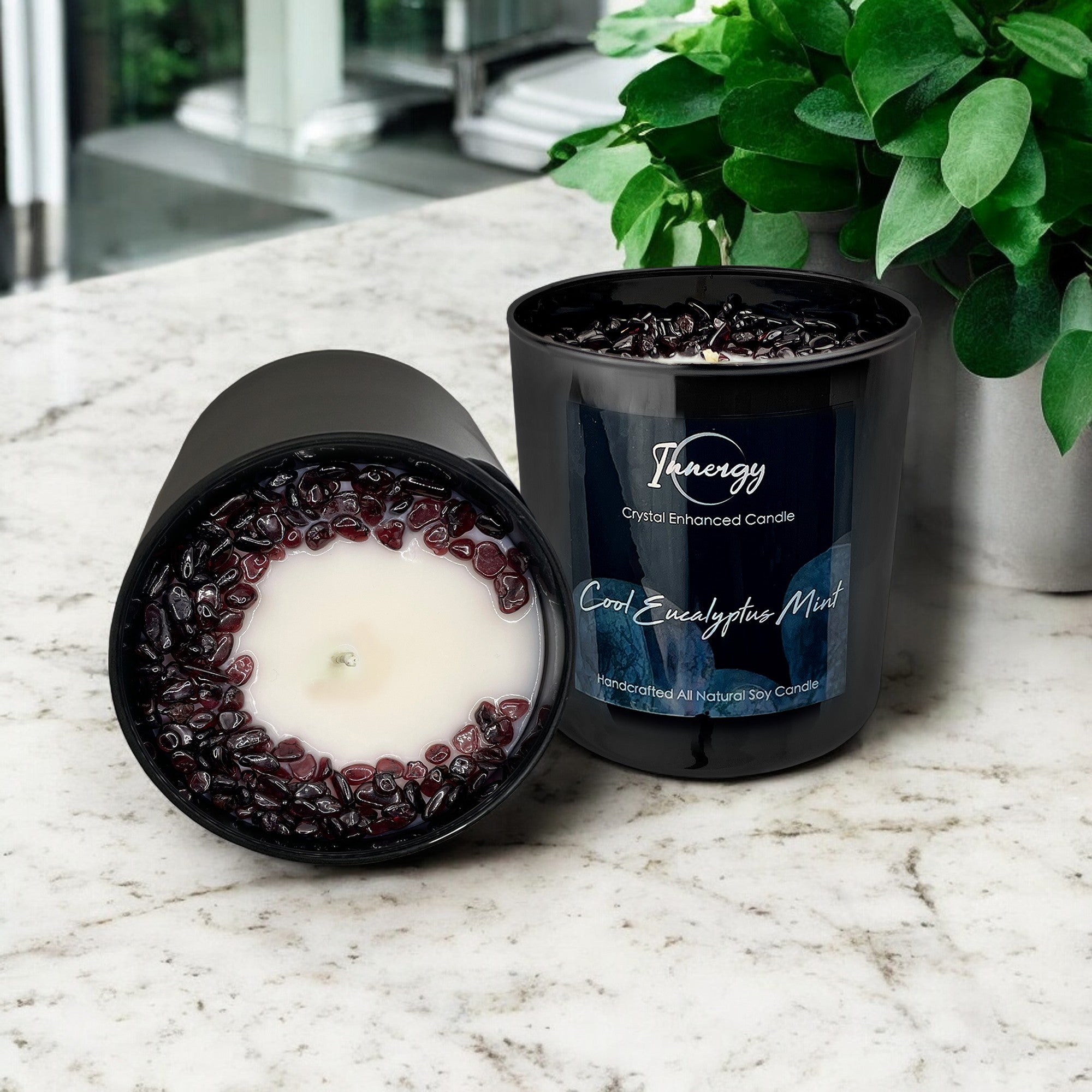 Cool Eucalyptus Mint Crystal Candle, 10oz