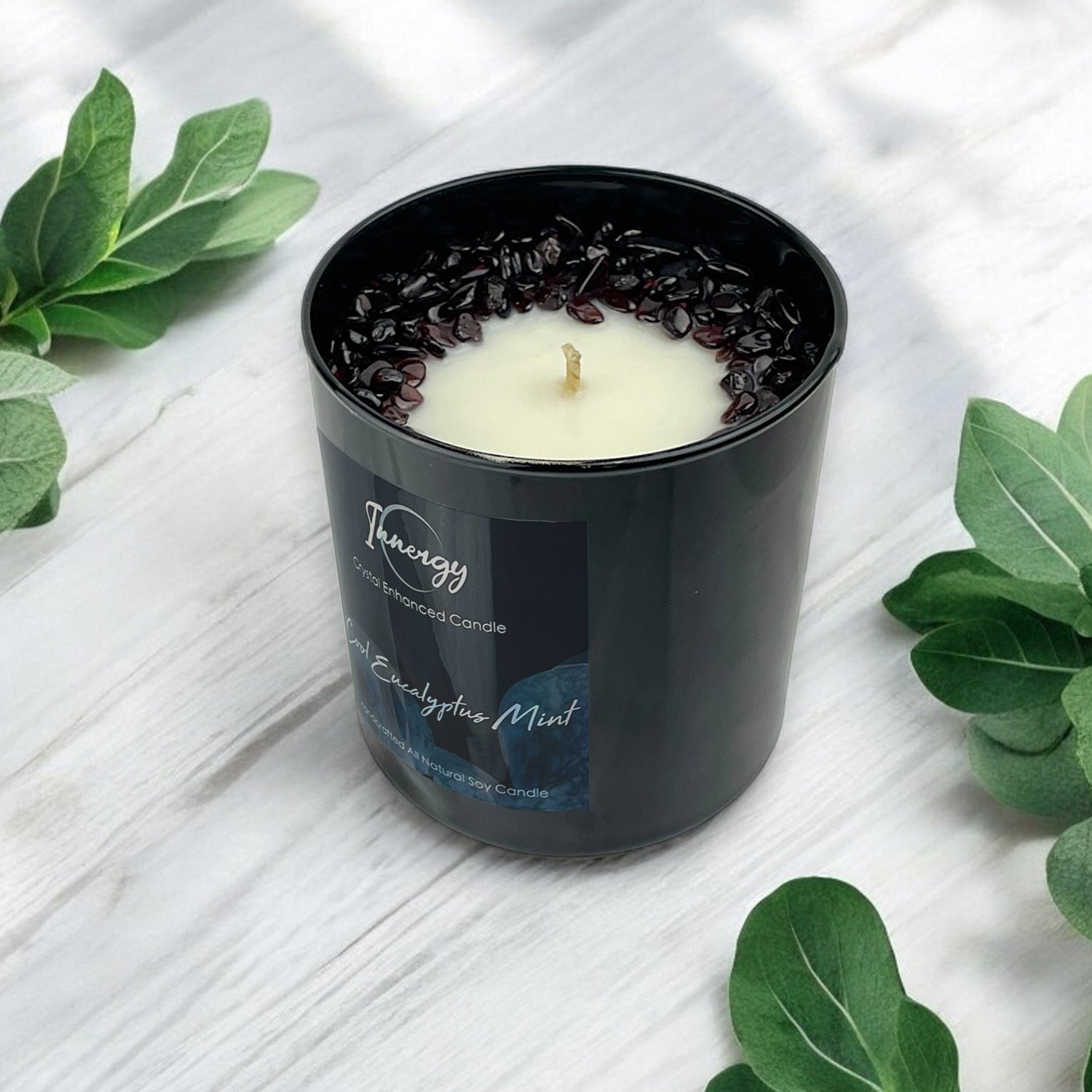 Cool Eucalyptus Mint Crystal Candle, 10oz