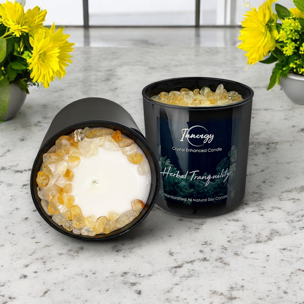 Herbal Tranquility Crystal Candle, 10oz