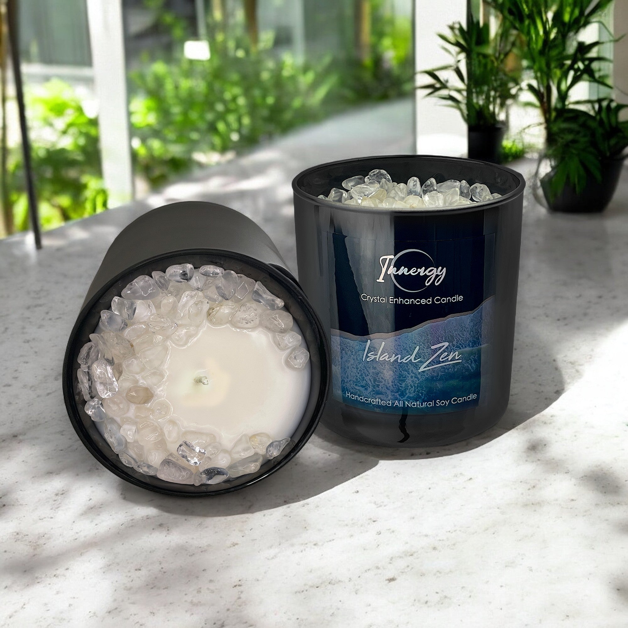 Island Zen Crystal Candle, 10oz