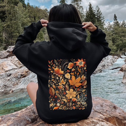 Boho Floral Pattern Natural Colors Flower Botanical Garden Motif Inspired By Vintage Botanical Artwork Graphic Hoodie