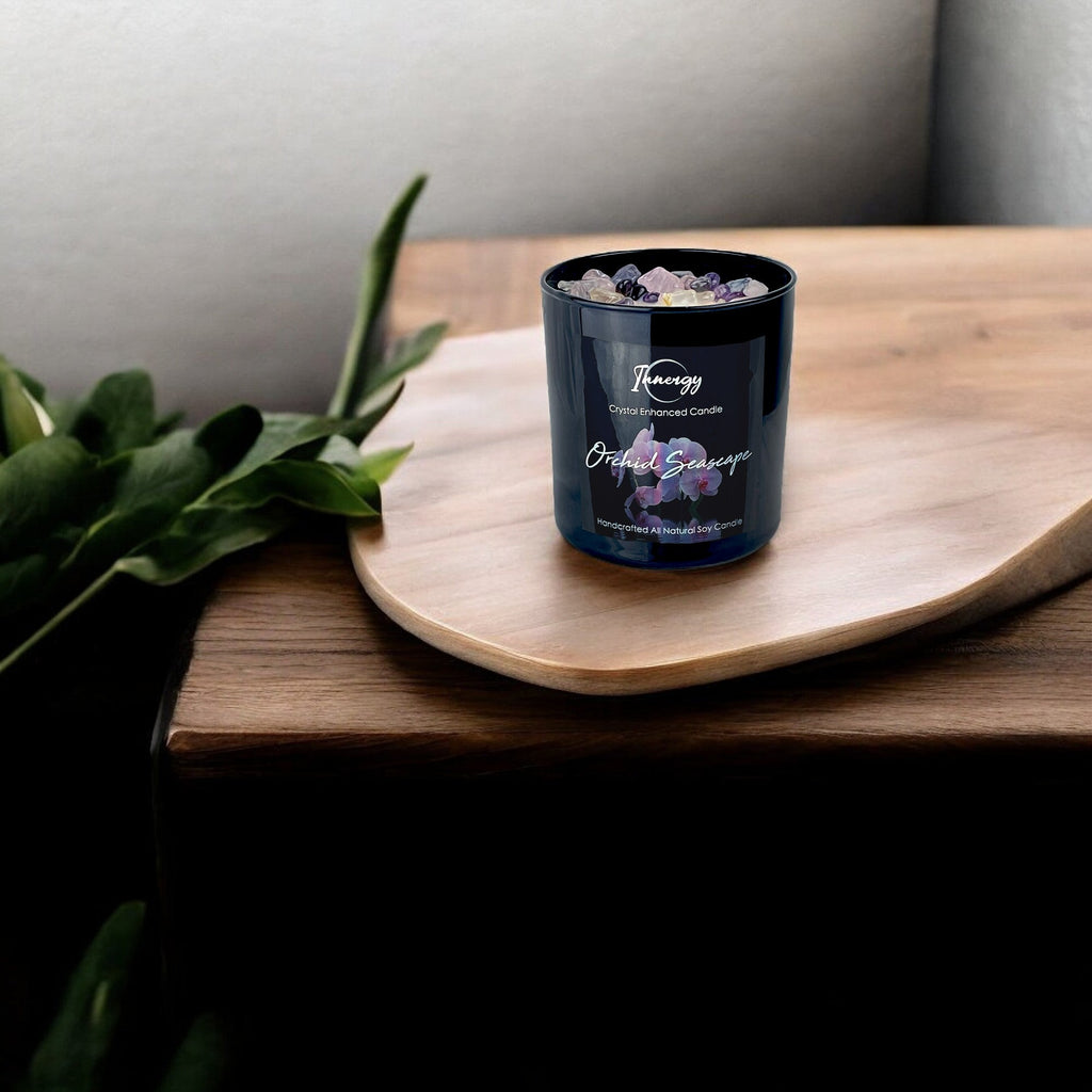 Orchid Seascape Crystal Candle, 10oz