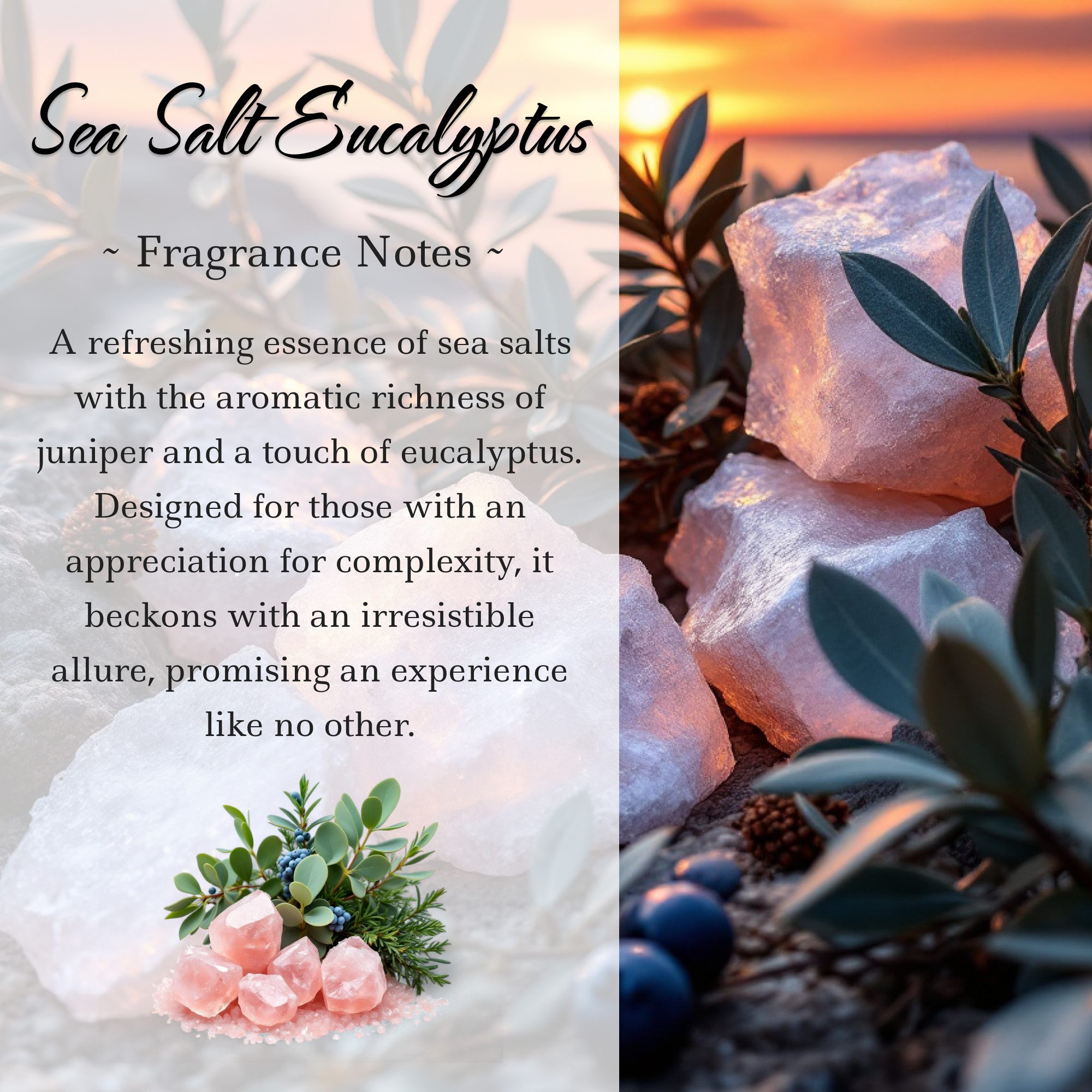 Sea Salt Eucalyptus Crystal Candle, 10oz