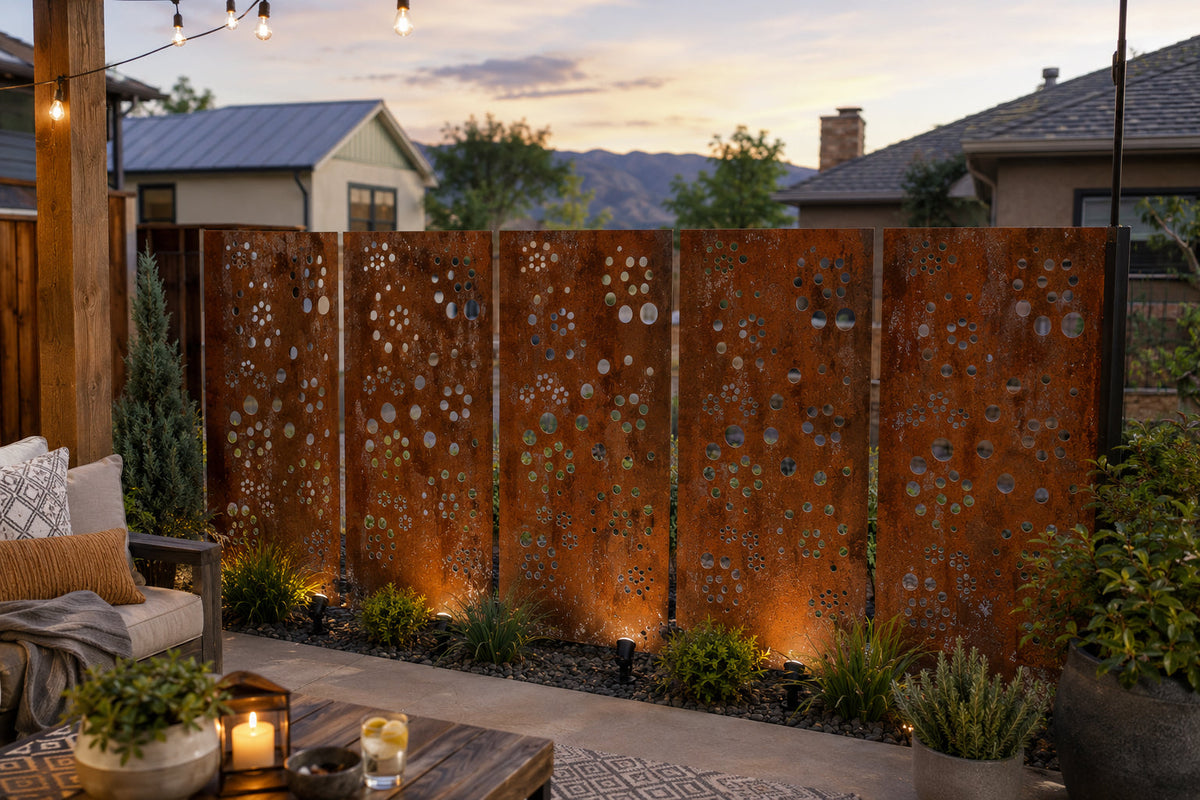 Outdoor Metal Privacy Wall Panels (60” & 72”) – Heavy-Duty Steel for Patio & Fence