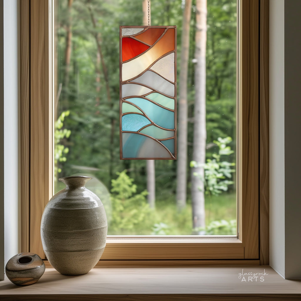 Abstract Winter Panel Stained Glass Pattern & PNG