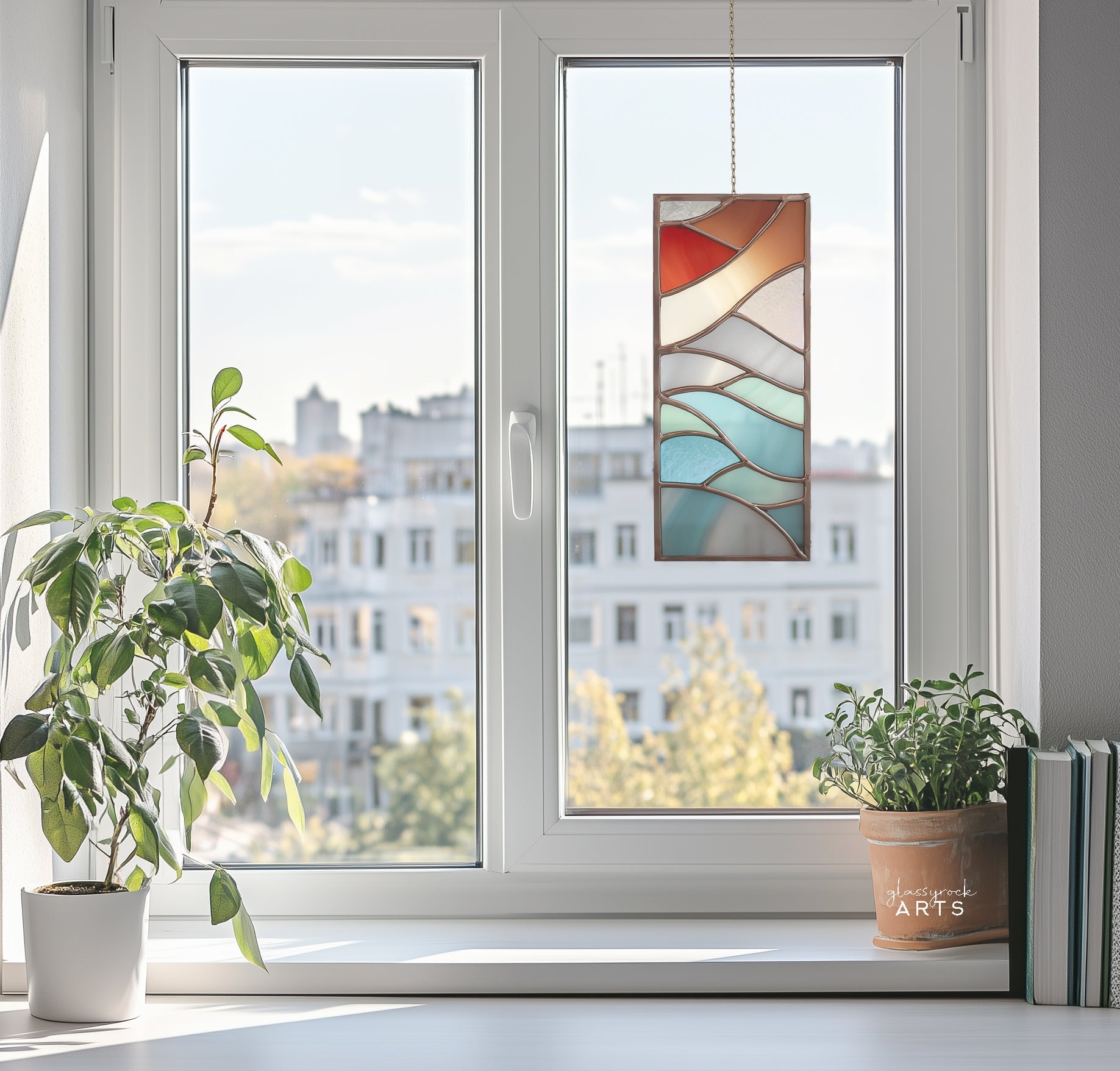 Abstract Winter Panel Stained Glass Pattern & PNG