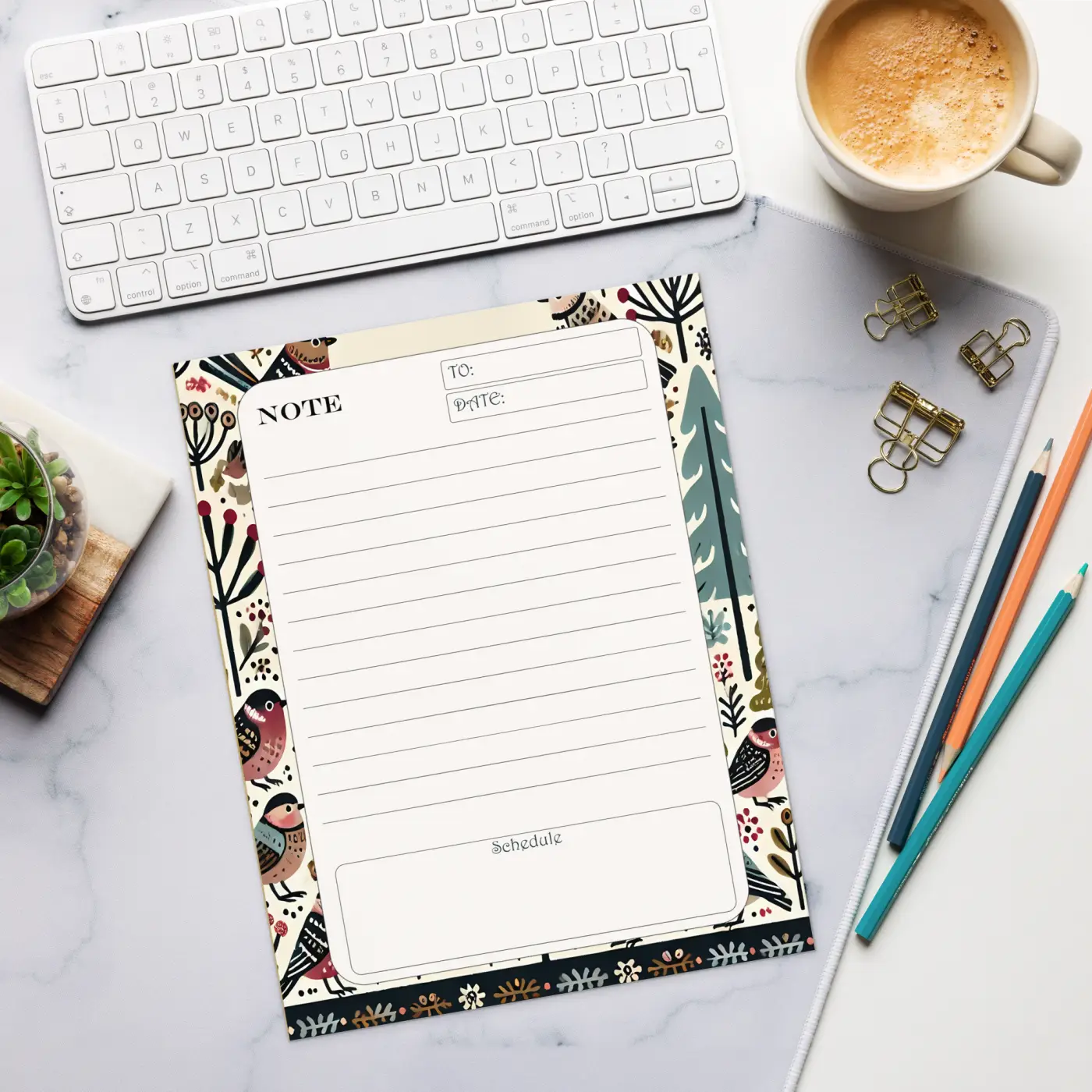Stylish Birds Daily Planner Notepad - Creative Organization - DipaliZ