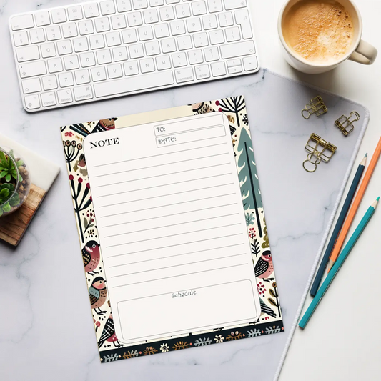 Stylish Birds Daily Planner Notepad - Creative Organization - DipaliZ