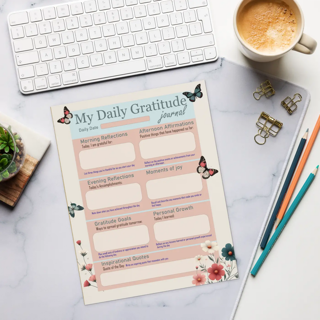 Butterfly Blossoms Daily Gratitude Notepad - World Brimming - DipaliZ