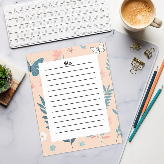 Flowers Notepad - Stylish Butterflies Design - DipaliZ