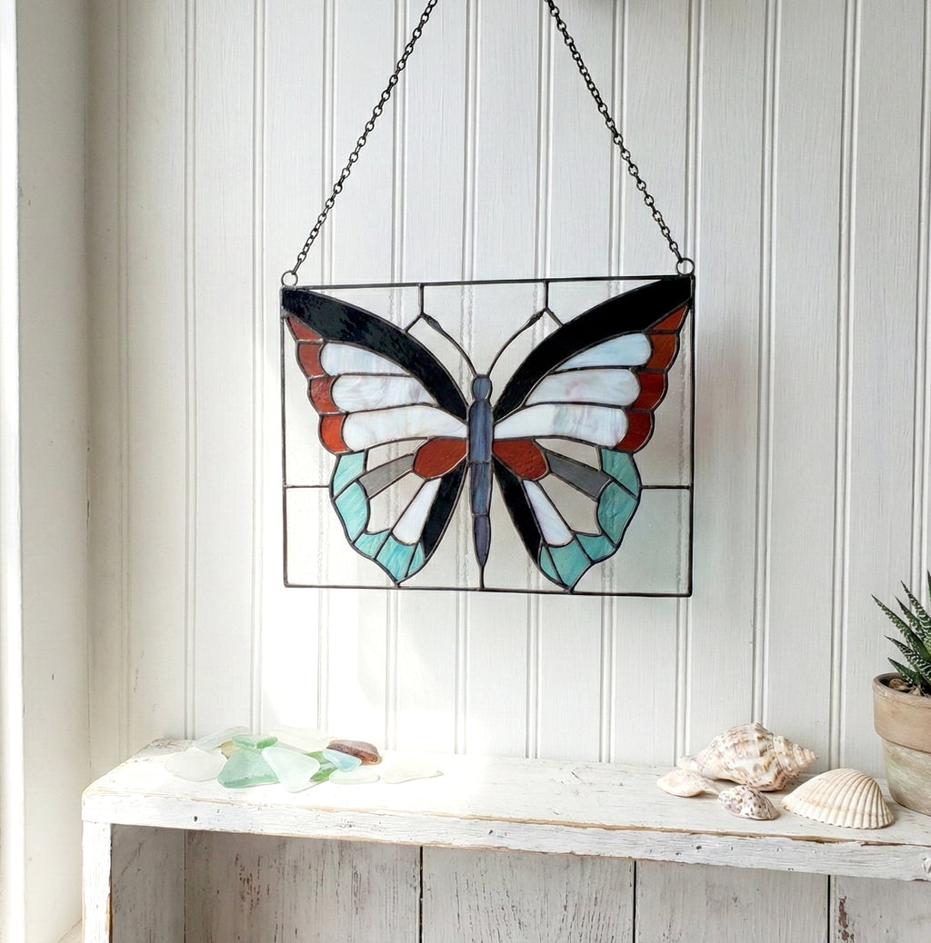 Butterfly Panel Stained Glass Pattern with PNG
