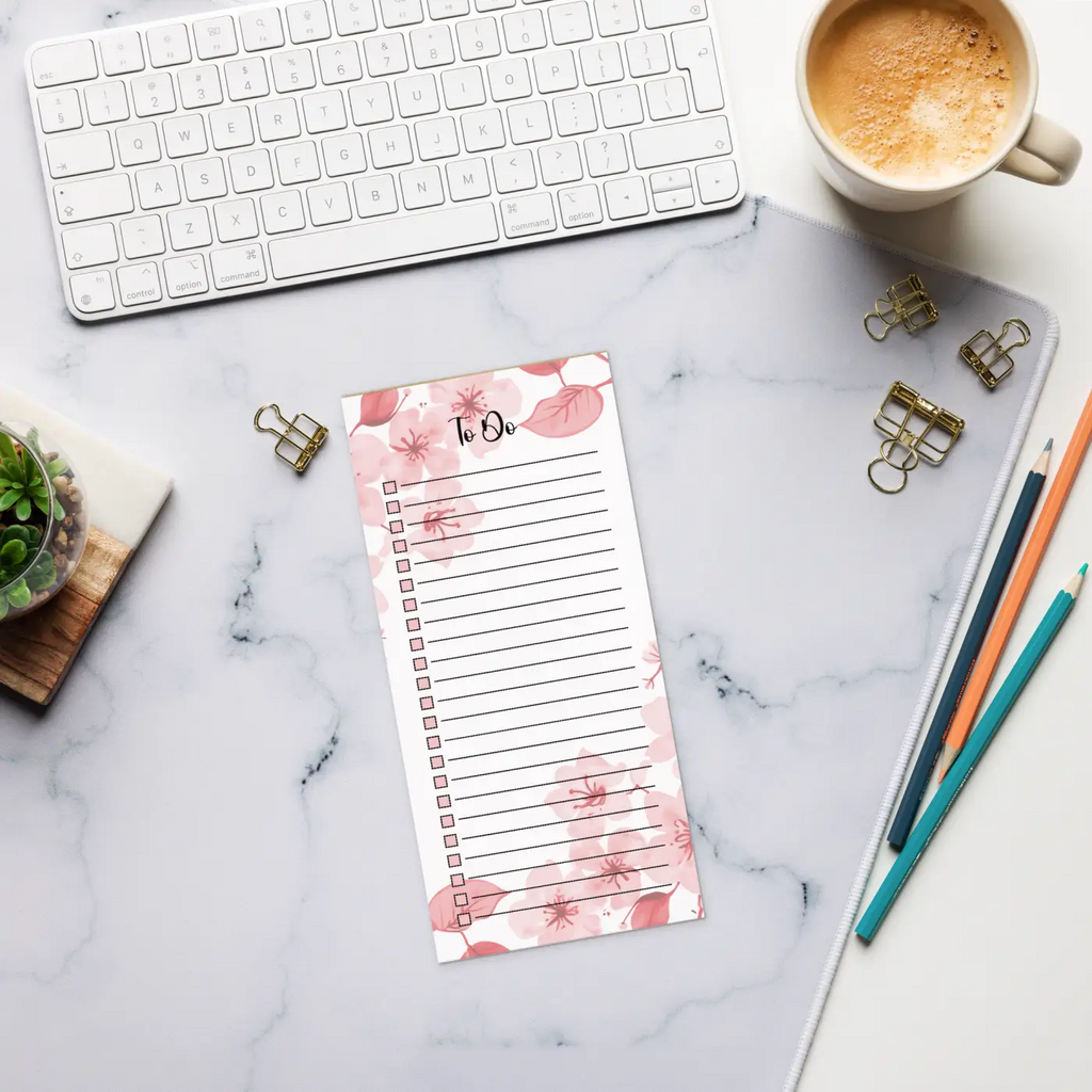 Cherry Blossoms Notepad - Sturdy Daily Planning - DipaliZ