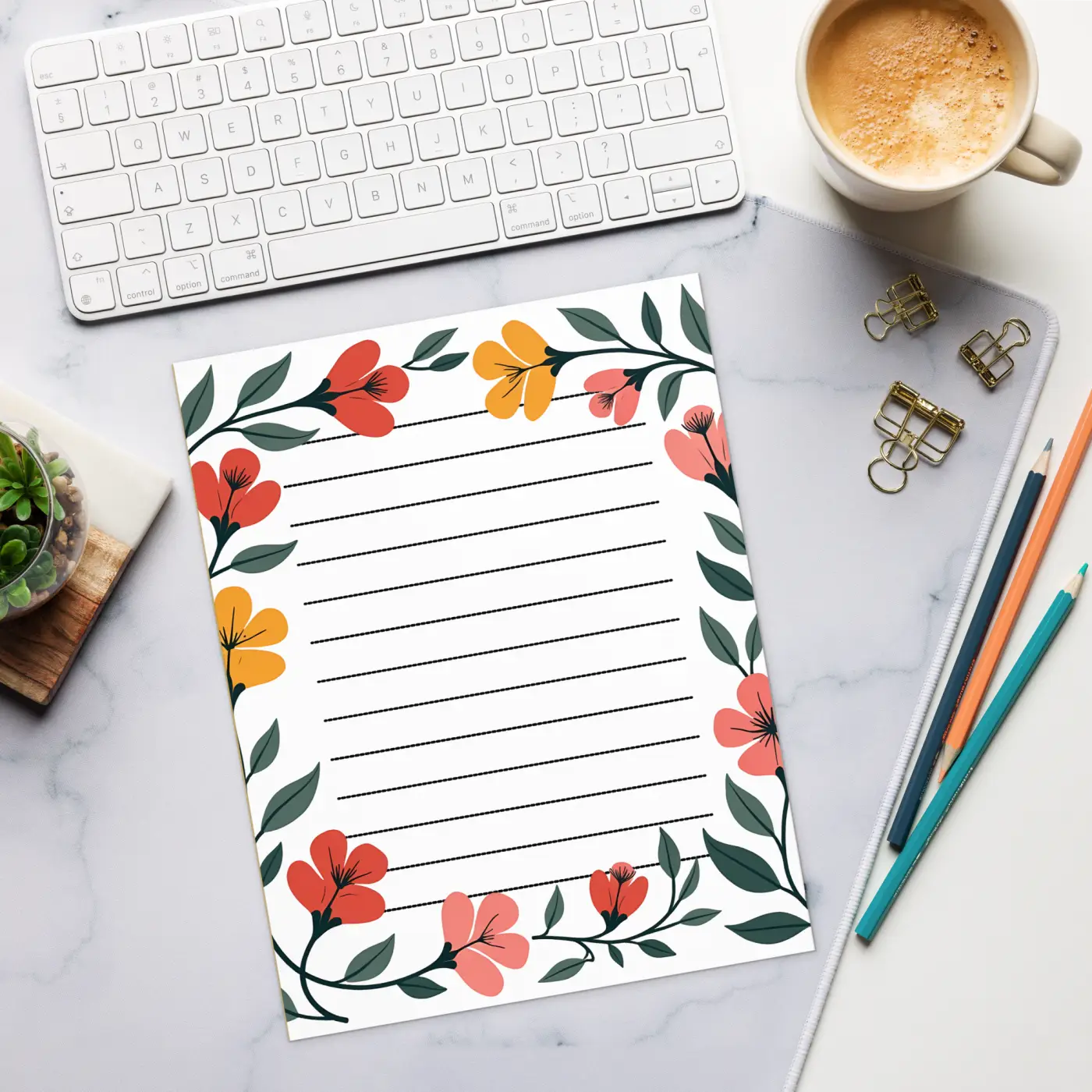 Colorful Floral Border Notepad - Spark Creativity - DipaliZ