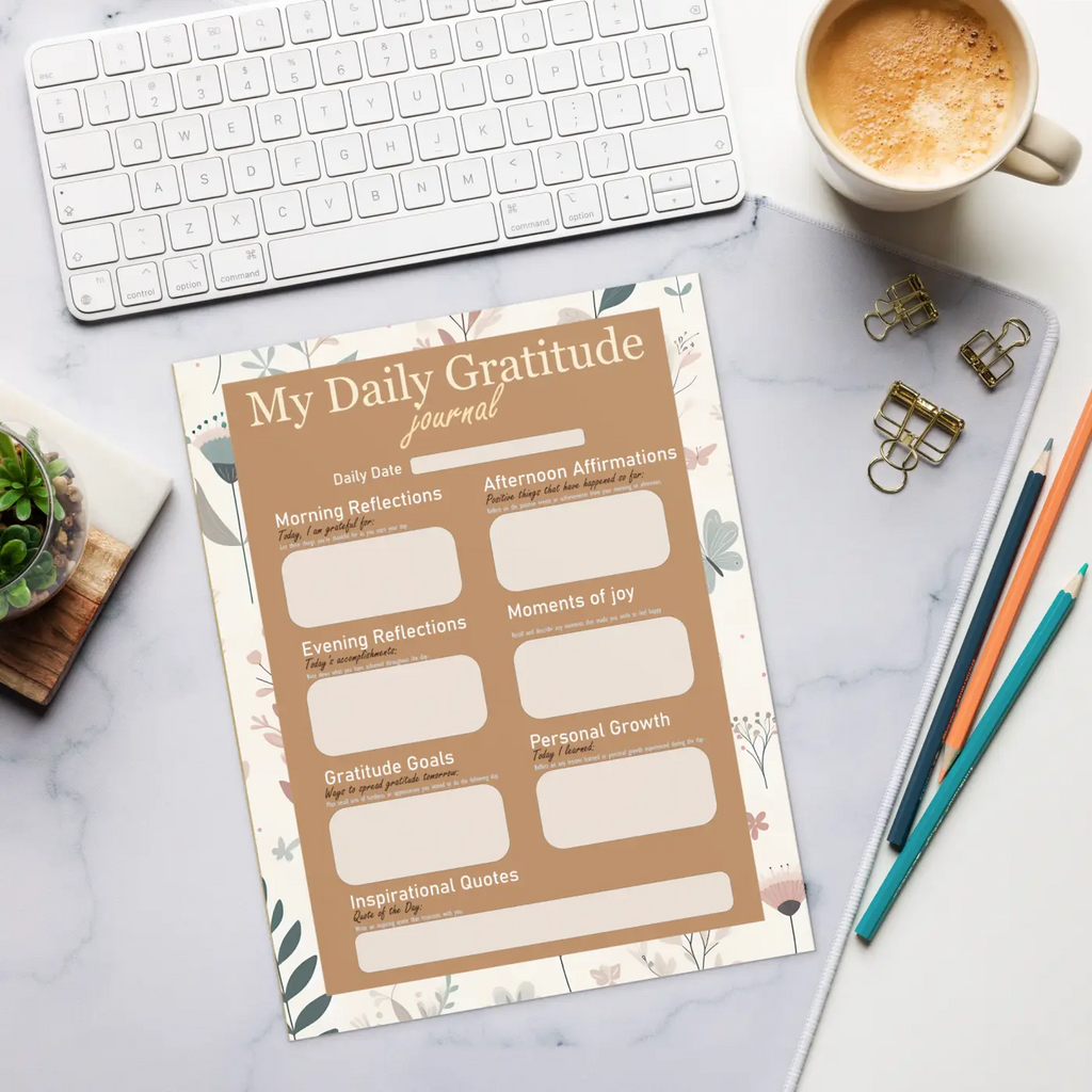Blooming Daily Gratitude Journal Notepad - Floral Design - DipaliZ