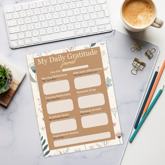 Blooming Daily Gratitude Journal Notepad - Floral Design - DipaliZ