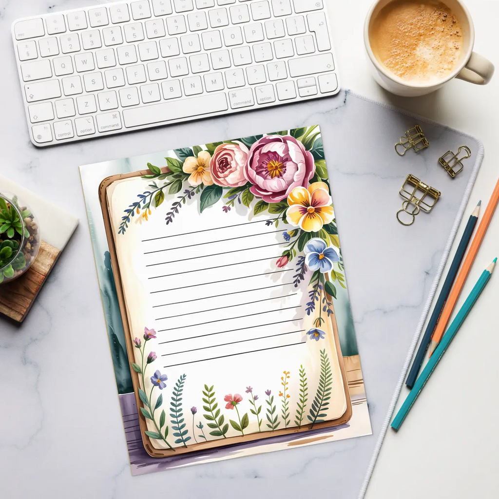 Floral Notepad Desk Essential - Inspired Planning - DipaliZ