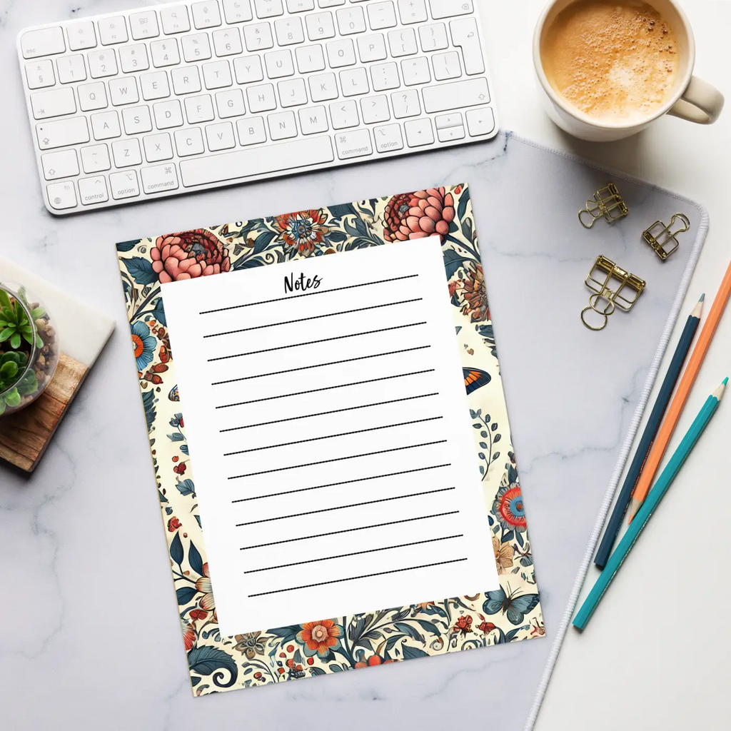 Chic Floral Pattern Notepad - Bold Office Style - DipaliZ