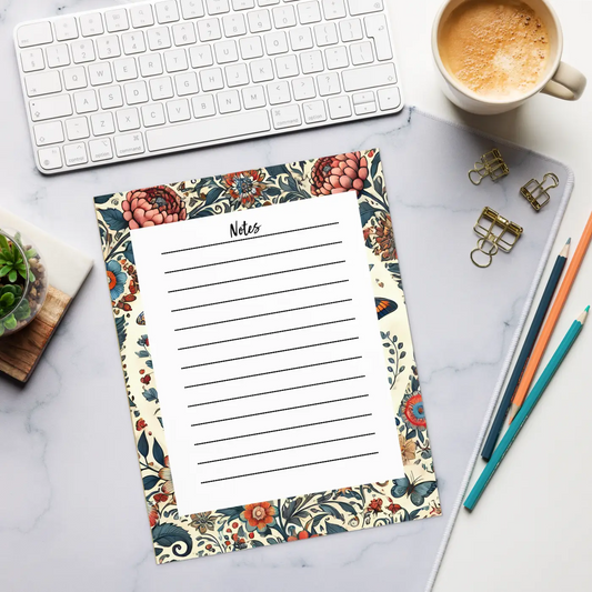 Chic Floral Pattern Notepad - Bold Office Style - DipaliZ