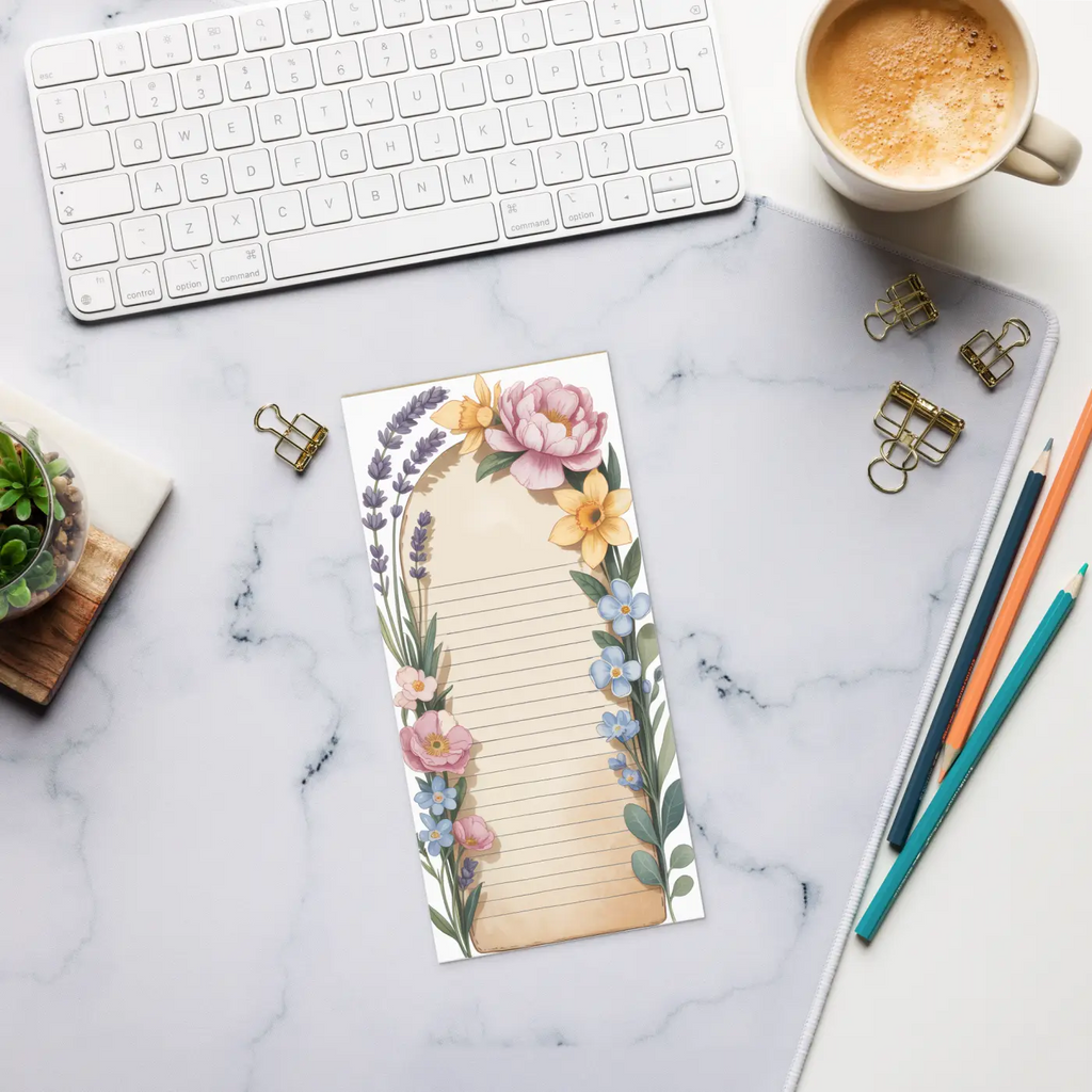 Flower Border Notepad - Colorful Desk Organizer - DipaliZ