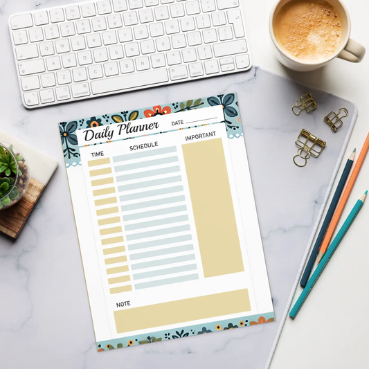 Blossom Border Daily Planner - Floral Notepad - DipaliZ