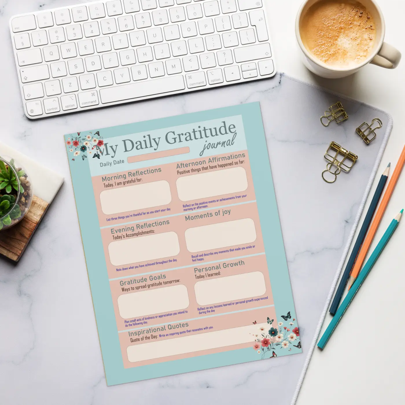 Daily Gratitude Journal - Blossom Magnetic Backing - DipaliZ