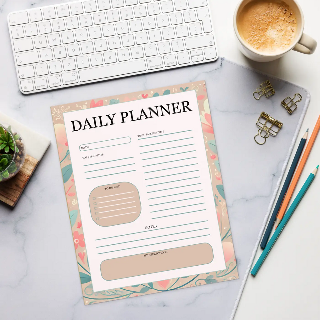Flower Power Notepad - Vibrant Daily Planning Style - DipaliZ