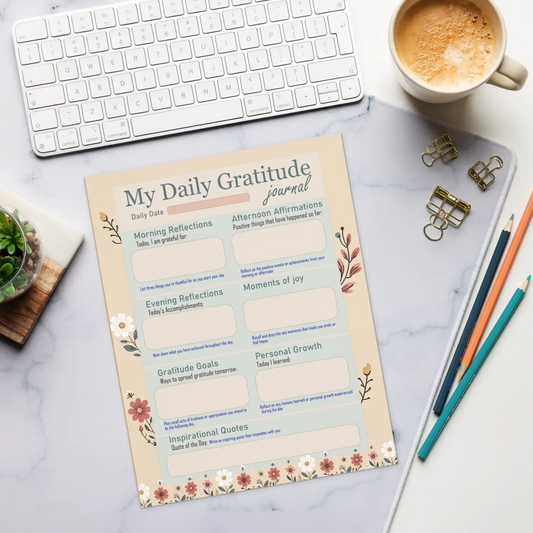Vibrant Floral Gratitude Journal Notepad - Creative Daily Notes - DipaliZ