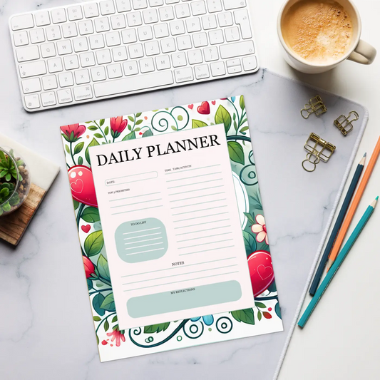 Floral Hearts Daily Planner - Everyday Planning Made Easy - DipaliZ