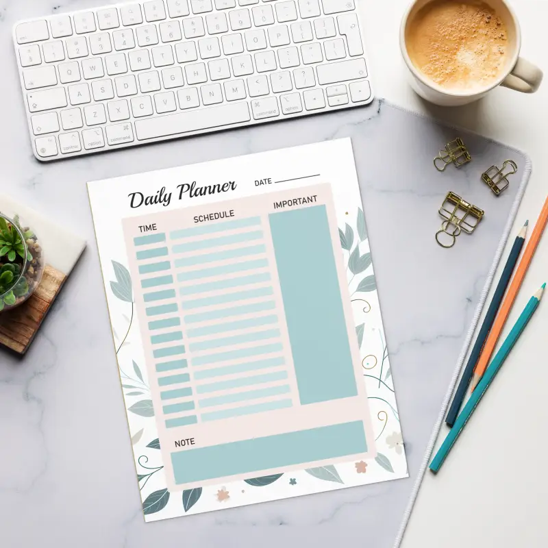 Foliage Daily Planner Notepad - Stylish Organization - DipaliZ
