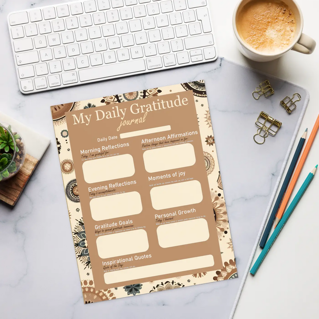Daily Gratitude Journal - Elegant Pattern Design - DipaliZ