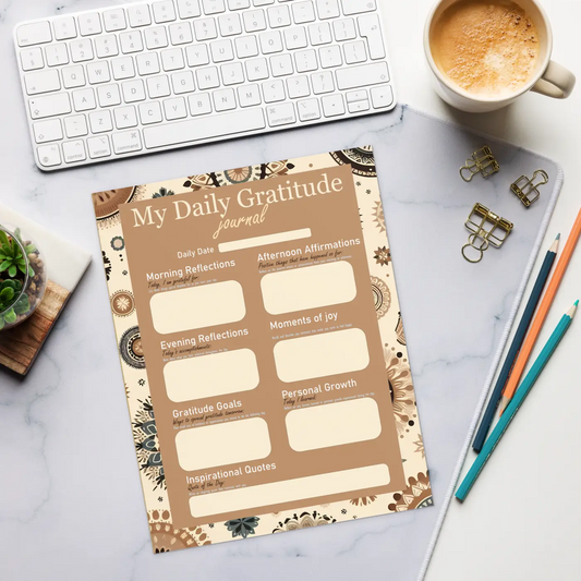Daily Gratitude Journal - Elegant Pattern Design - DipaliZ