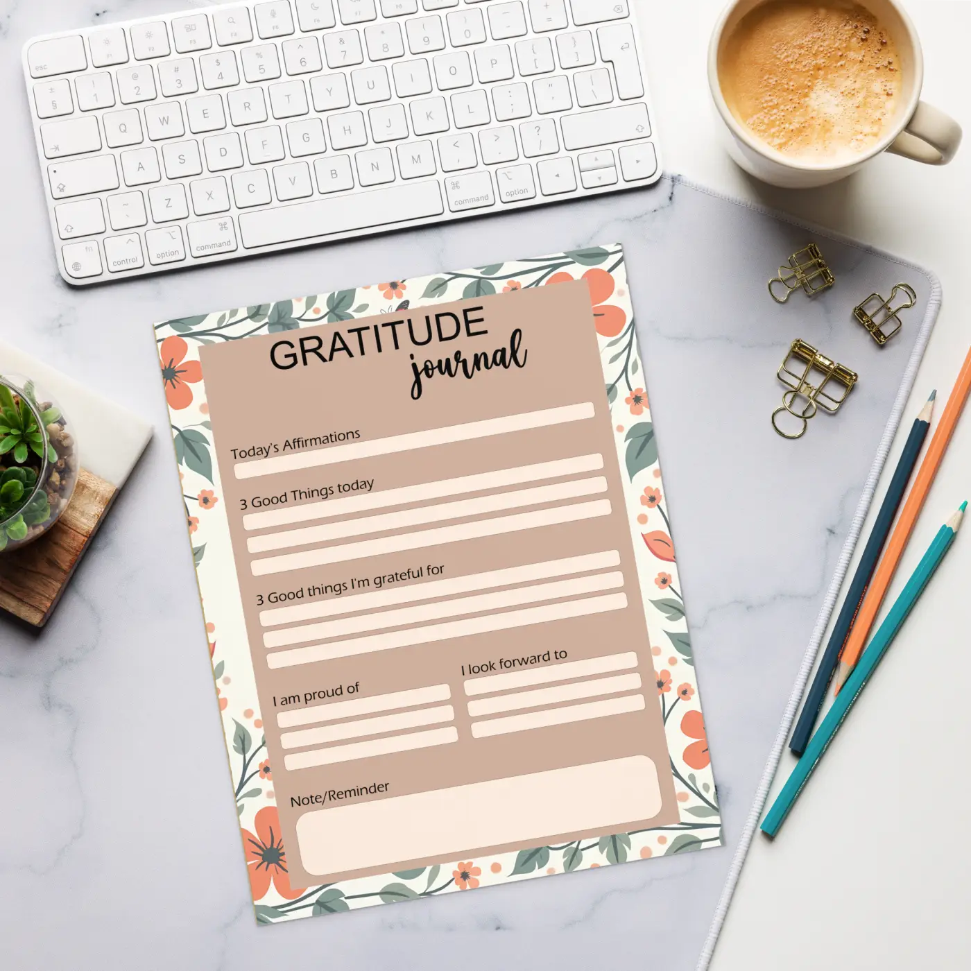 Dreamy Floral Gratitude Journal Notepad - Nature Inspired - DipaliZ