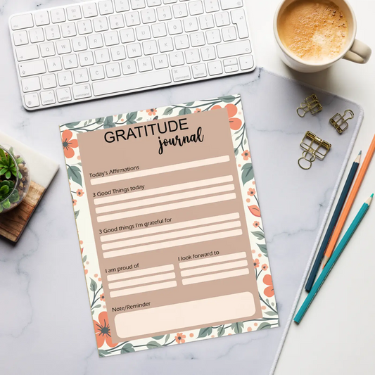Dreamy Floral Gratitude Journal Notepad - Nature Inspired - DipaliZ