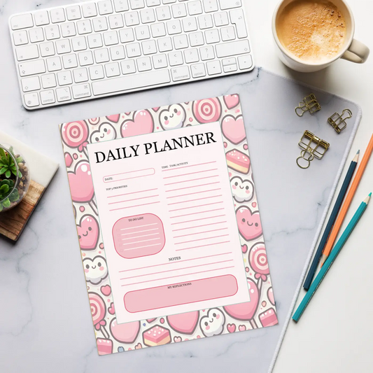 Stylish Daily Planner - Vibrant Hearts Edition - DipaliZ