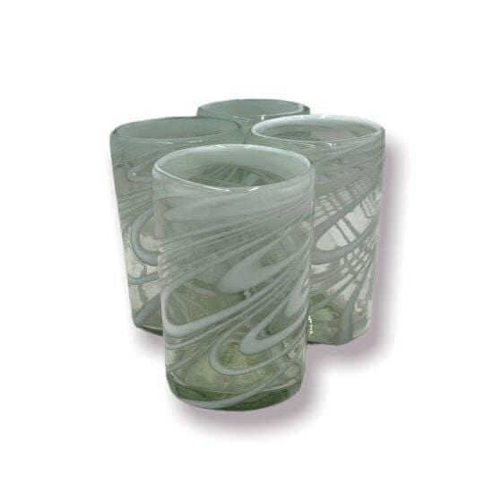 White Swirl Hand-Blown Mexican Glass | Artisan Drinkware