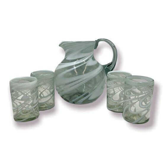 White Swirl Hand-Blown Mexican Glass | Artisan Drinkware