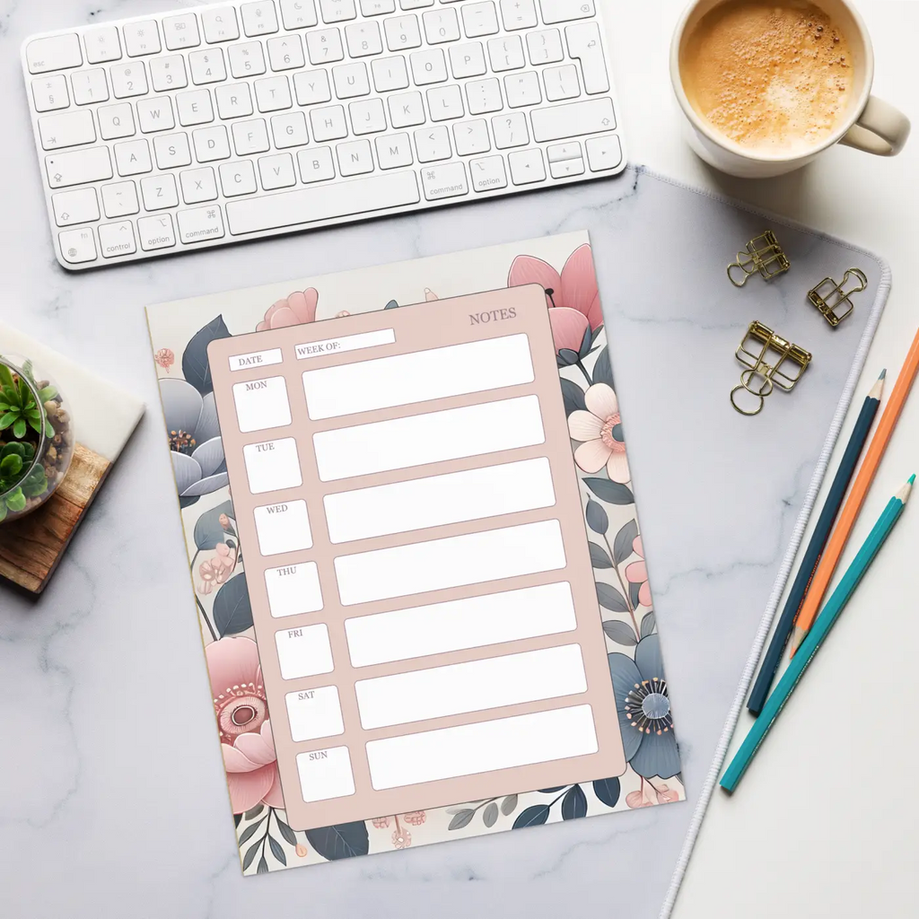 Chic Blossoming Large Flower Planner - Daily Organizer - DipaliZ