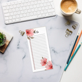 Pink Flowers Notepad - Large Magnetic Backing - DipaliZ