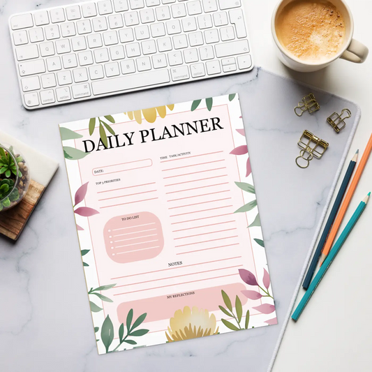 Stylish Daily Planner Notepad - Chic Typography Design - DipaliZ