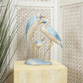 Light Blue Polystone Bird Family Decorative Sculpture